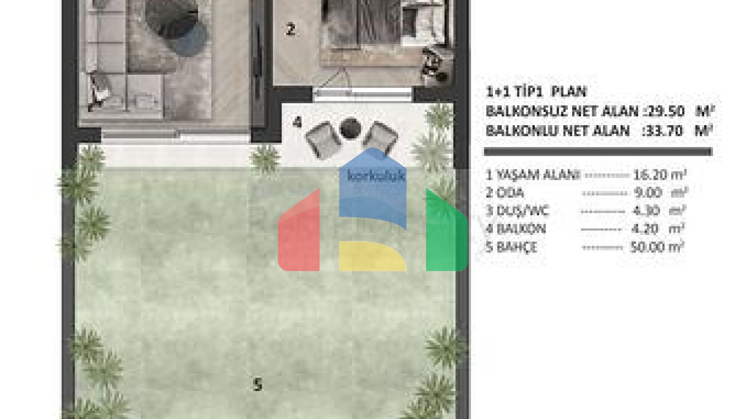 Квартиры планировки 1+1 в районе Алтынташ - Анталия