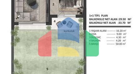 Квартиры планировки 1+1 в районе Алтынташ - Анталия