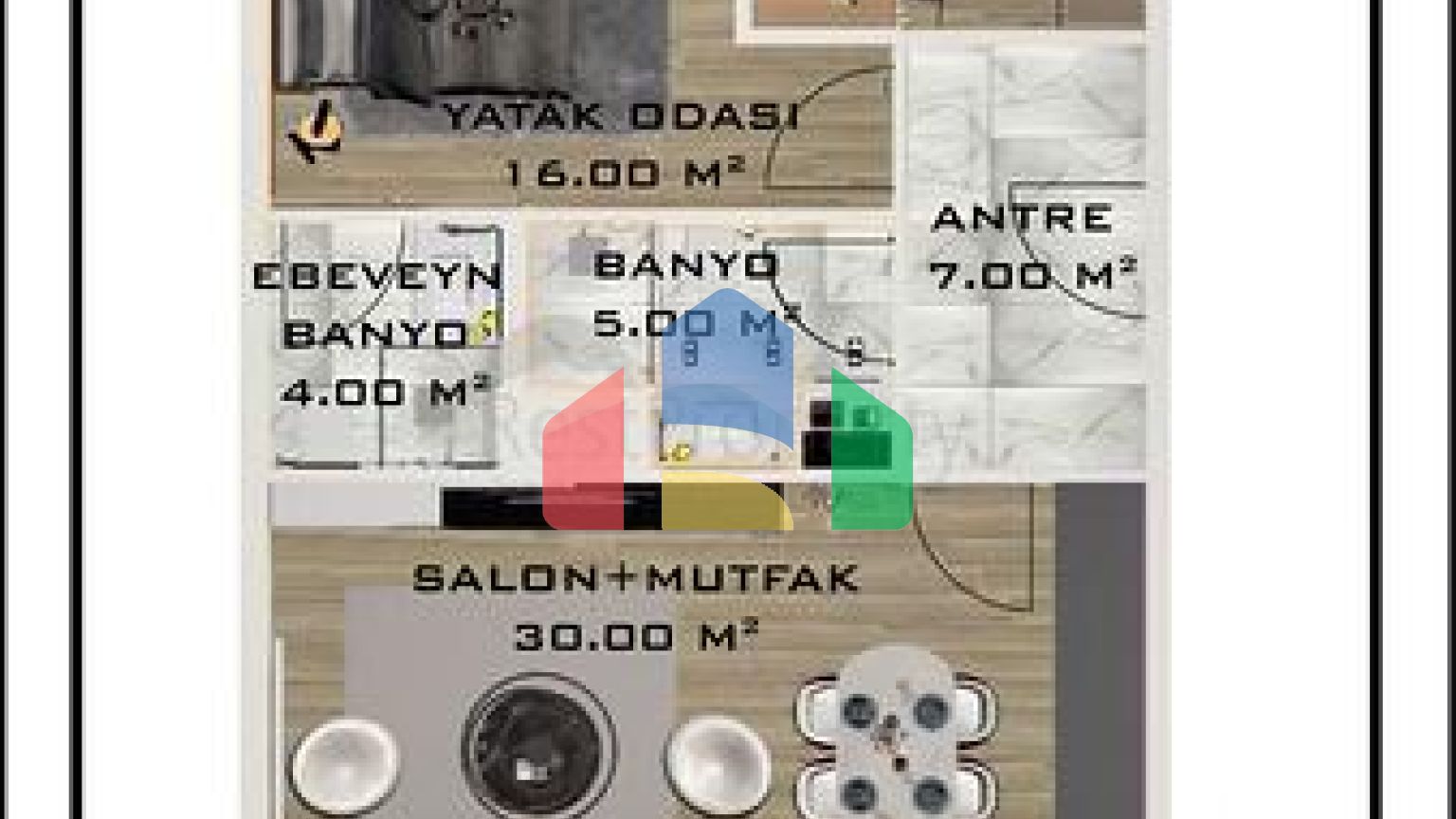 Квартири планування 1 + 1 і 2 + 1 в районі Алтинташ - Анталія