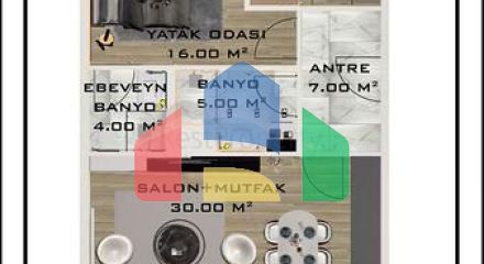 Квартири планування 1 + 1 і 2 + 1 в районі Алтинташ - Анталія