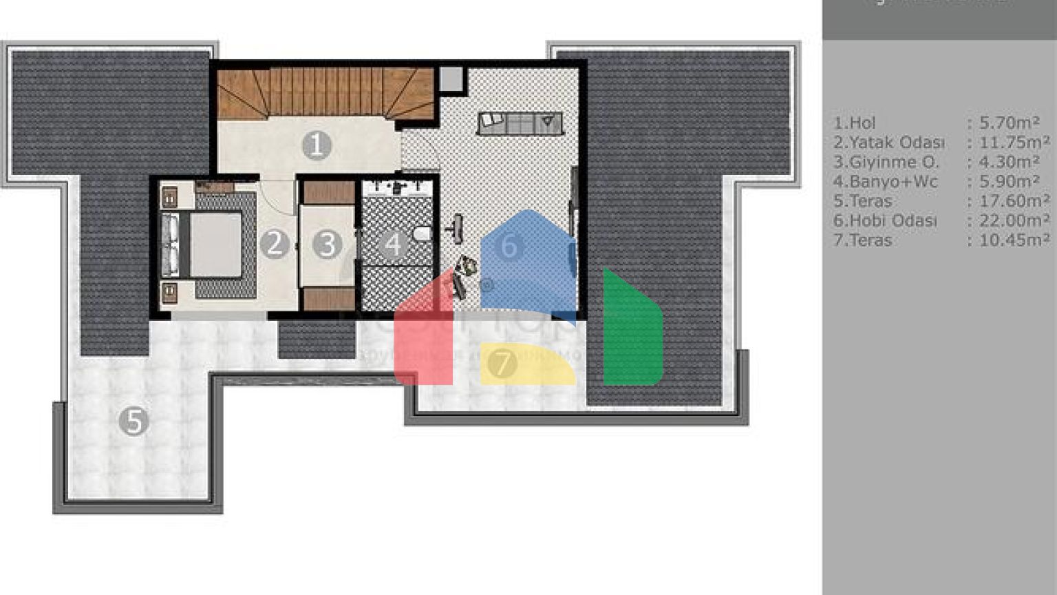 Вилла планировки 6+1 в микрорайоне Эрменек - Анталия