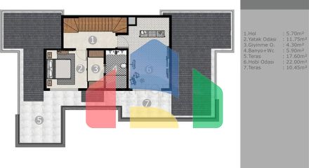 Вилла планировки 6+1 в микрорайоне Эрменек - Анталия