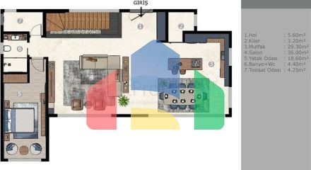 Вилла планировки 6+1 в микрорайоне Эрменек - Анталия