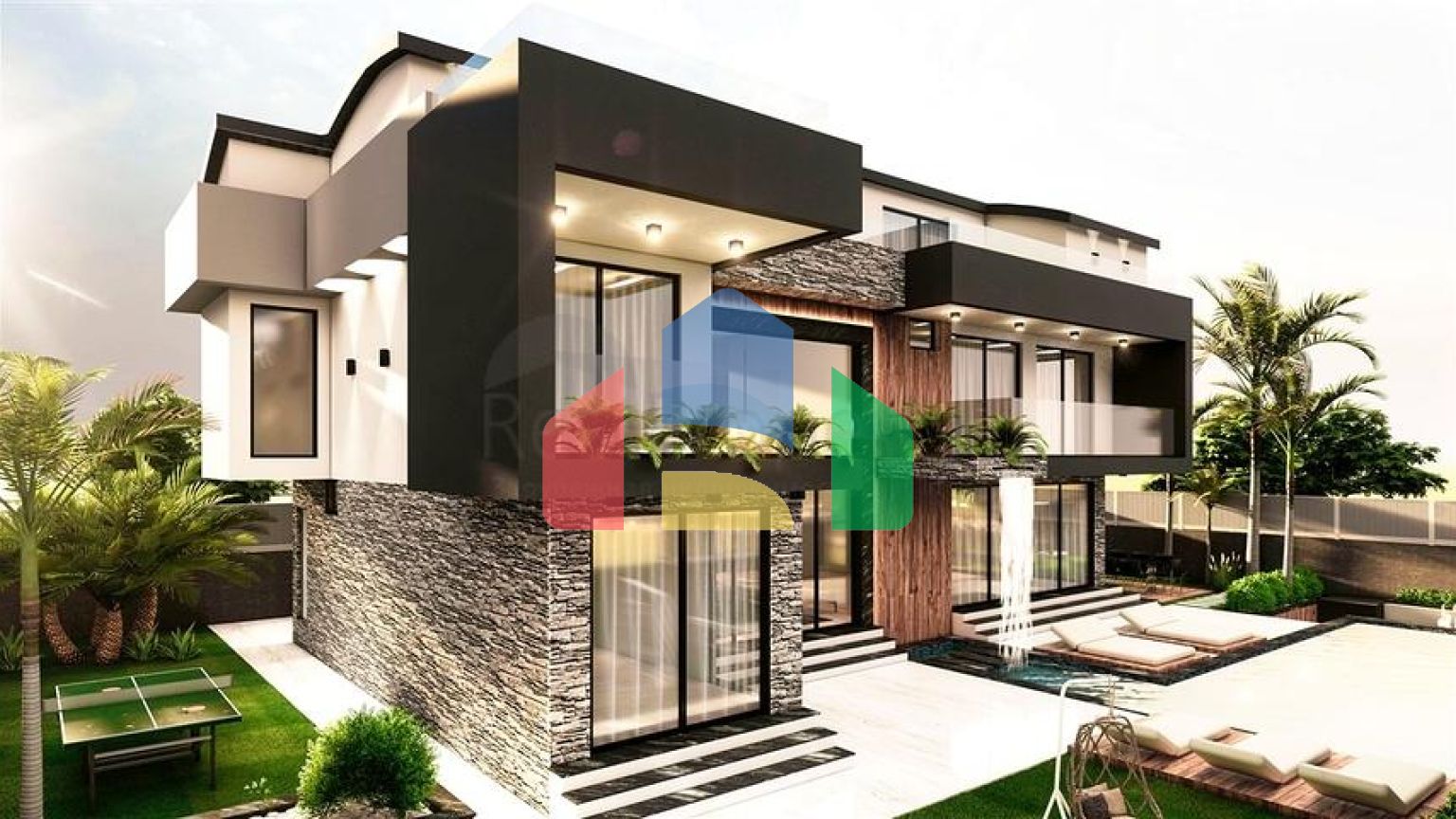 Вилла планировки 6+1 в микрорайоне Эрменек - Анталия