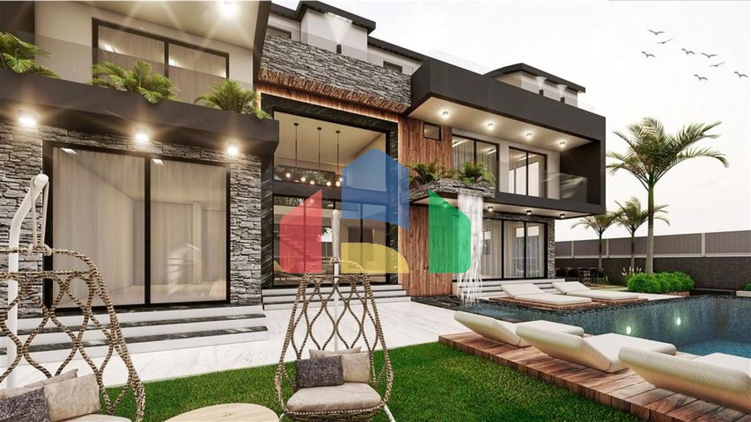 Вилла планировки 6+1 в микрорайоне Эрменек - Анталия