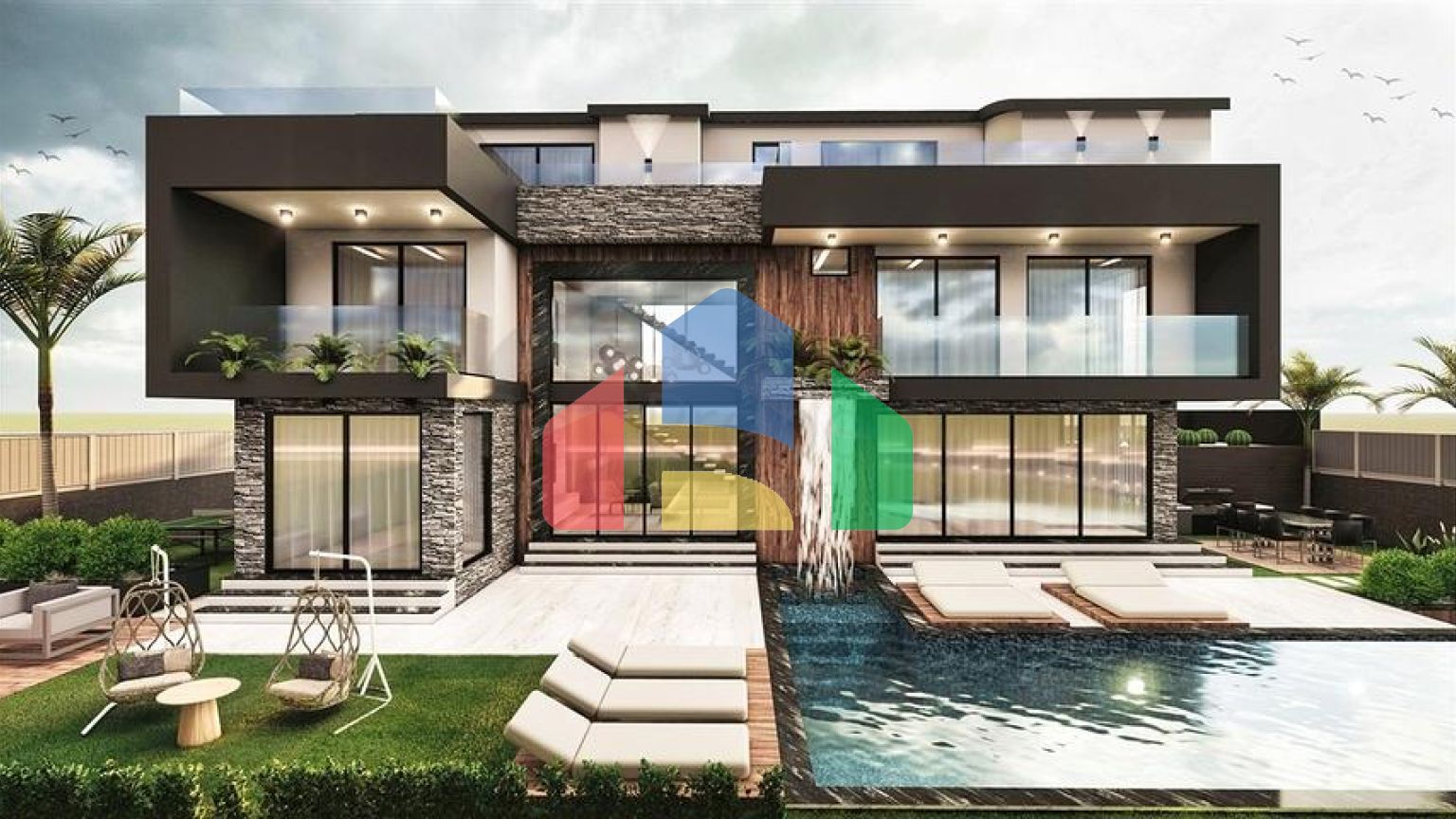 Вилла планировки 6+1 в микрорайоне Эрменек - Анталия