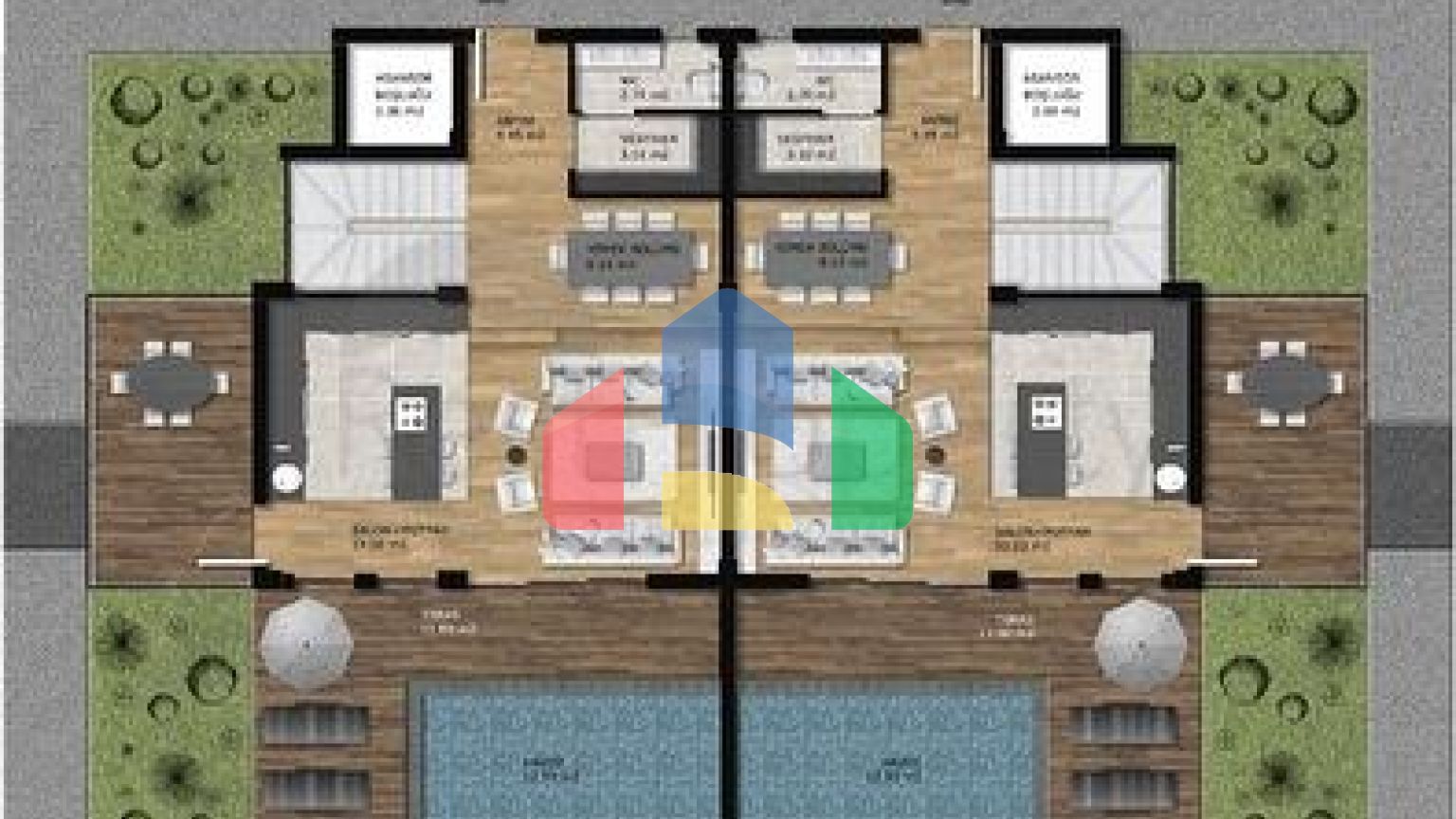 Виллы планировки 6+2 в районе Алтынташ - Анталия