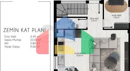 Квартира планування 4 + 1 в районі Алтинташ - Анталія
