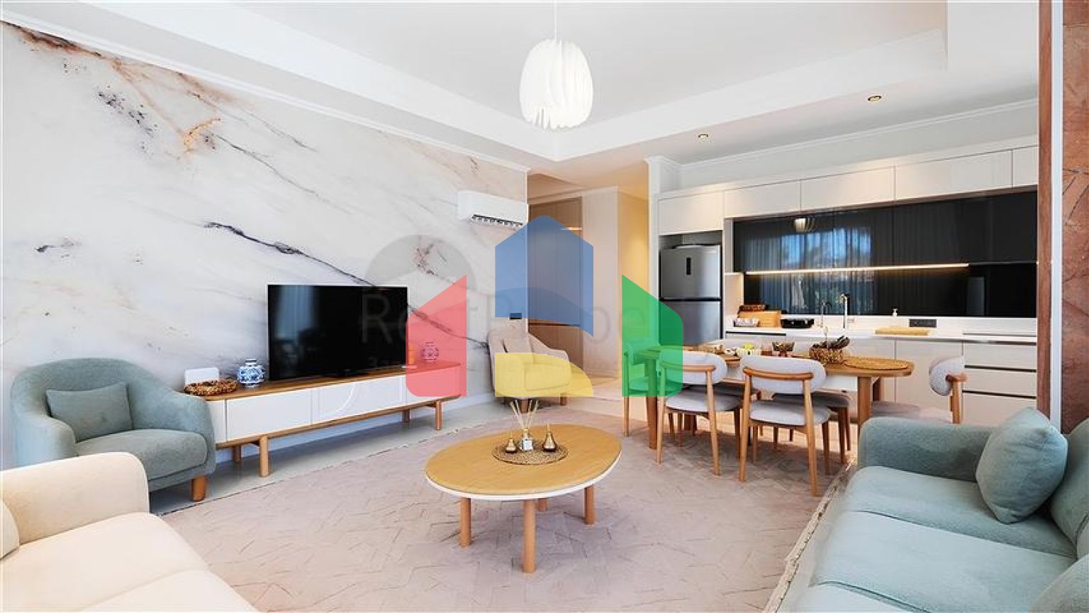 Розкішна квартира 3 + 1 з садом в елітному комплексі біля моря