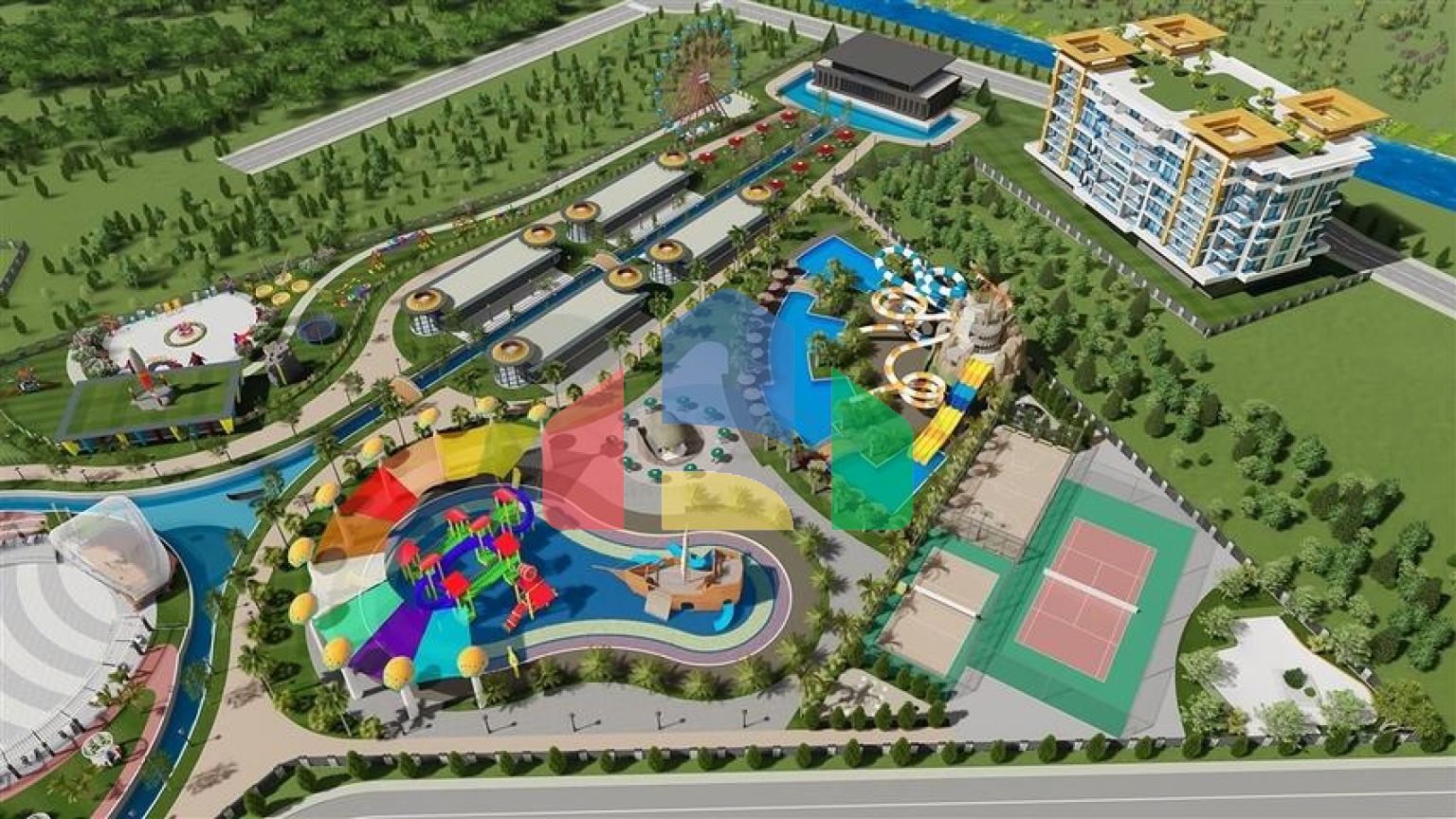 Квартира 1+1 в самом масштабном проекте в Алании в районе Тюрклер