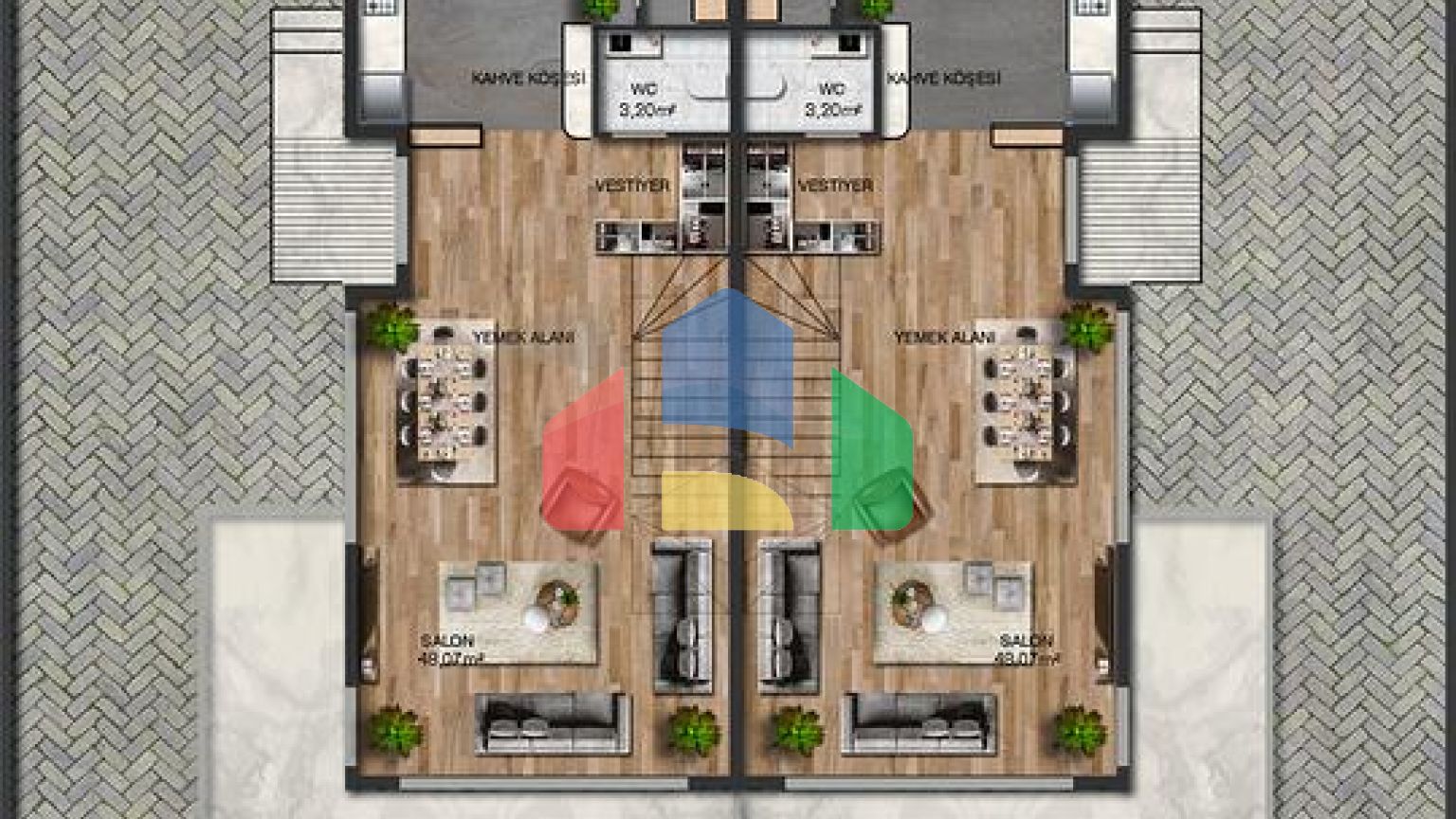 Вілла планування 4 + 1 в мікрорайоні Алтинкале - Анталія