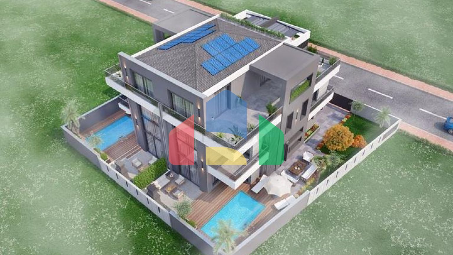 Трехэтажная вилла планировки 5+1 в районе Дошемеалты - Анталия