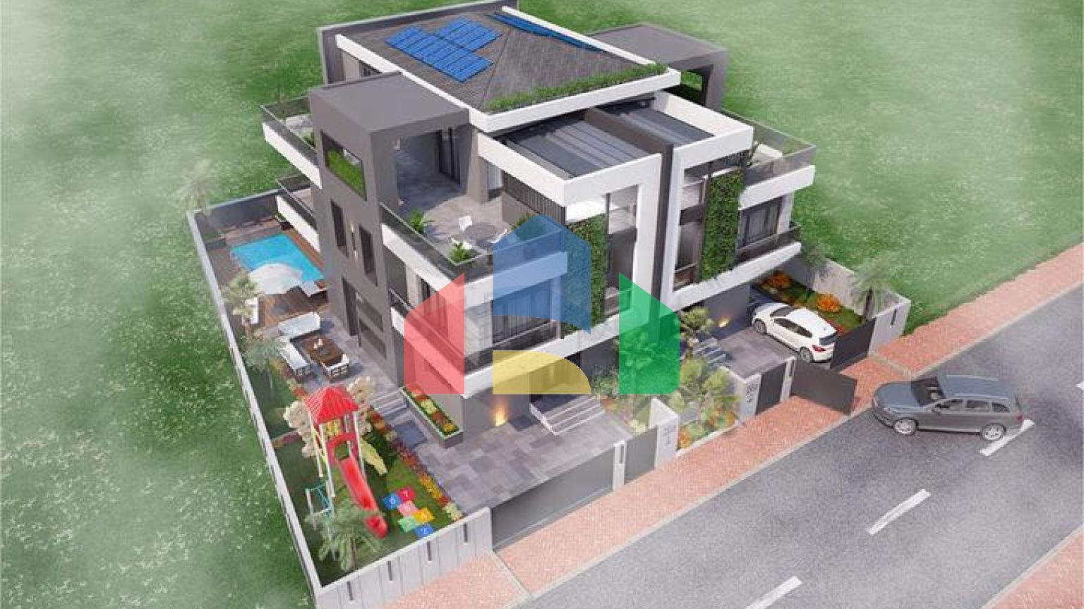 Трехэтажная вилла планировки 5+1 в районе Дошемеалты - Анталия