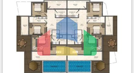 Затишна вілла планування 4 + 1 в районі Дошемеалти - Анталія