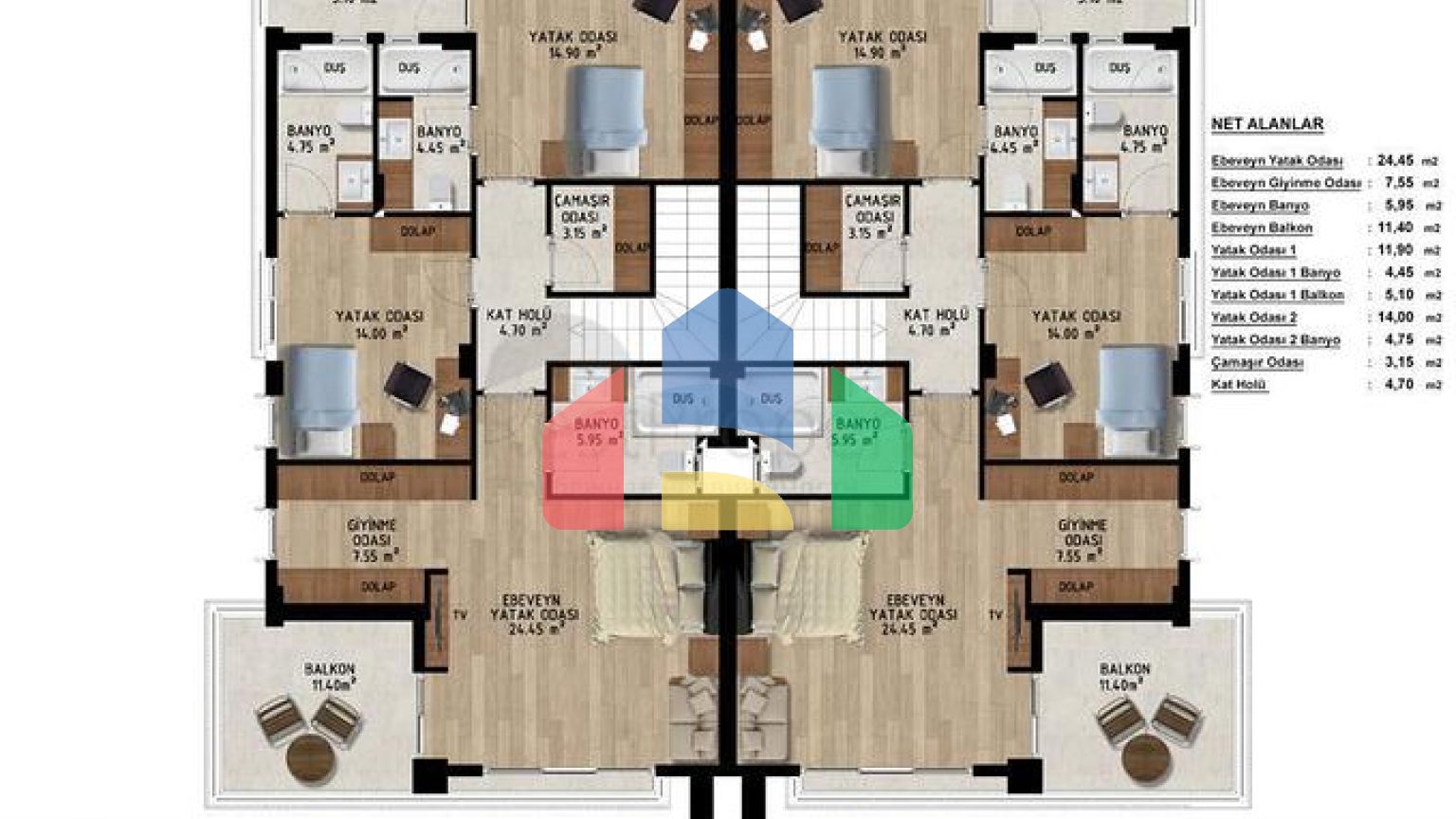 Виллы планировки 4+1 и 6+1 в районе Дошемеалты - Анталия