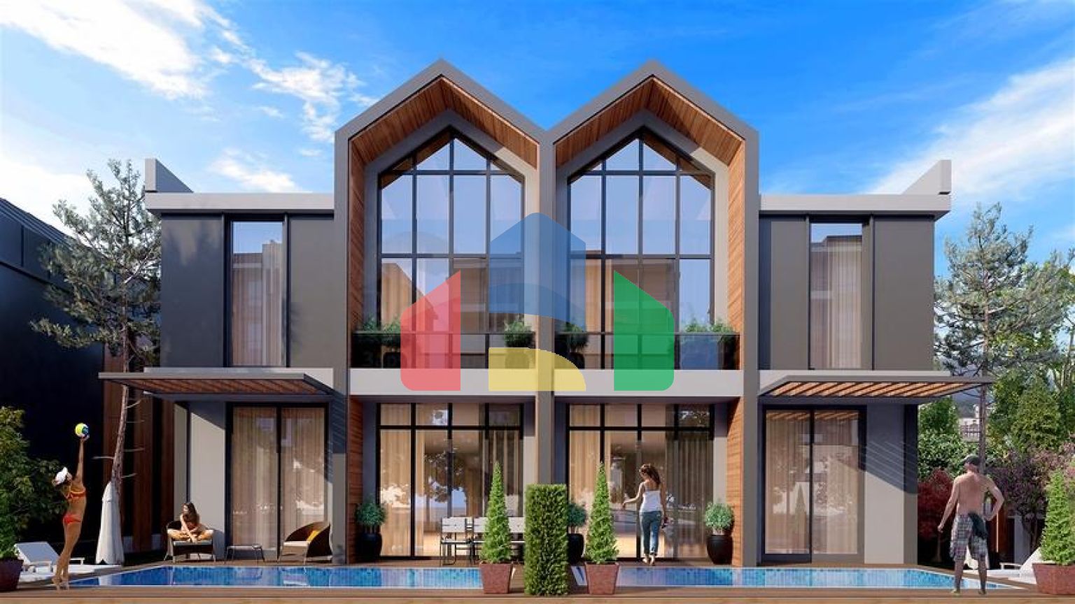 Комплекс вілл планування 4 + 1 в районі Дешемеалти - Анталія