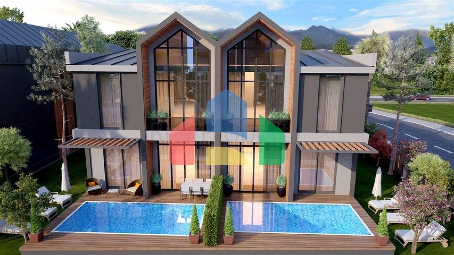 Комплекс вілл планування 4 + 1 в районі Дешемеалти - Анталія