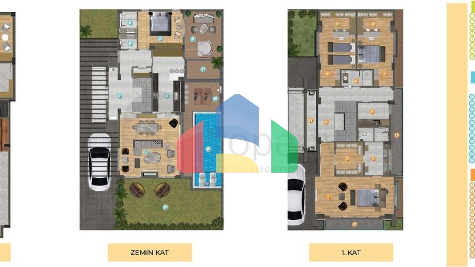 Виллы планировки 5+2 в районе Дошемеалты - Анталия