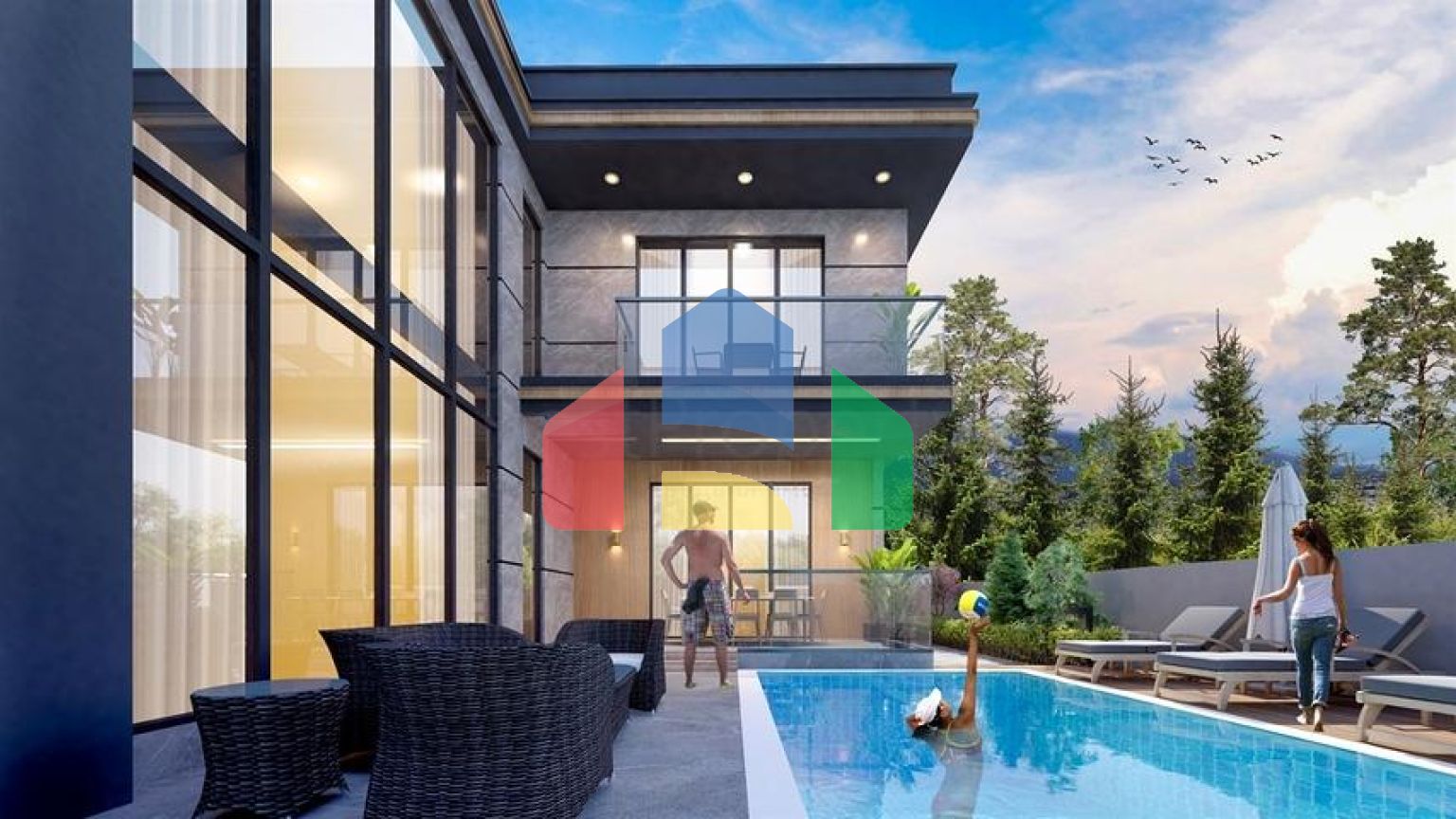 Вилла планировки 4+1 в районе Дошемеалты - Анталия