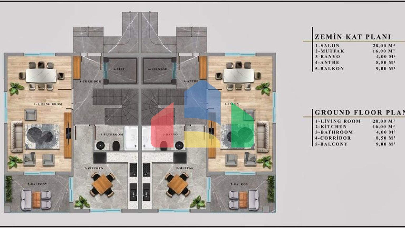 Вілли планування 4 + 1 в районі Дошемеалти - Анталія