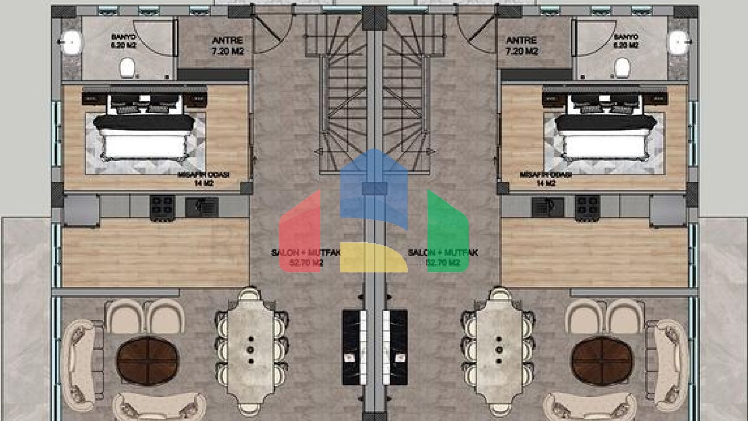 На продаж пропонуються вілли планування 4 + 1 в районі Дошемеалти - Анталія
