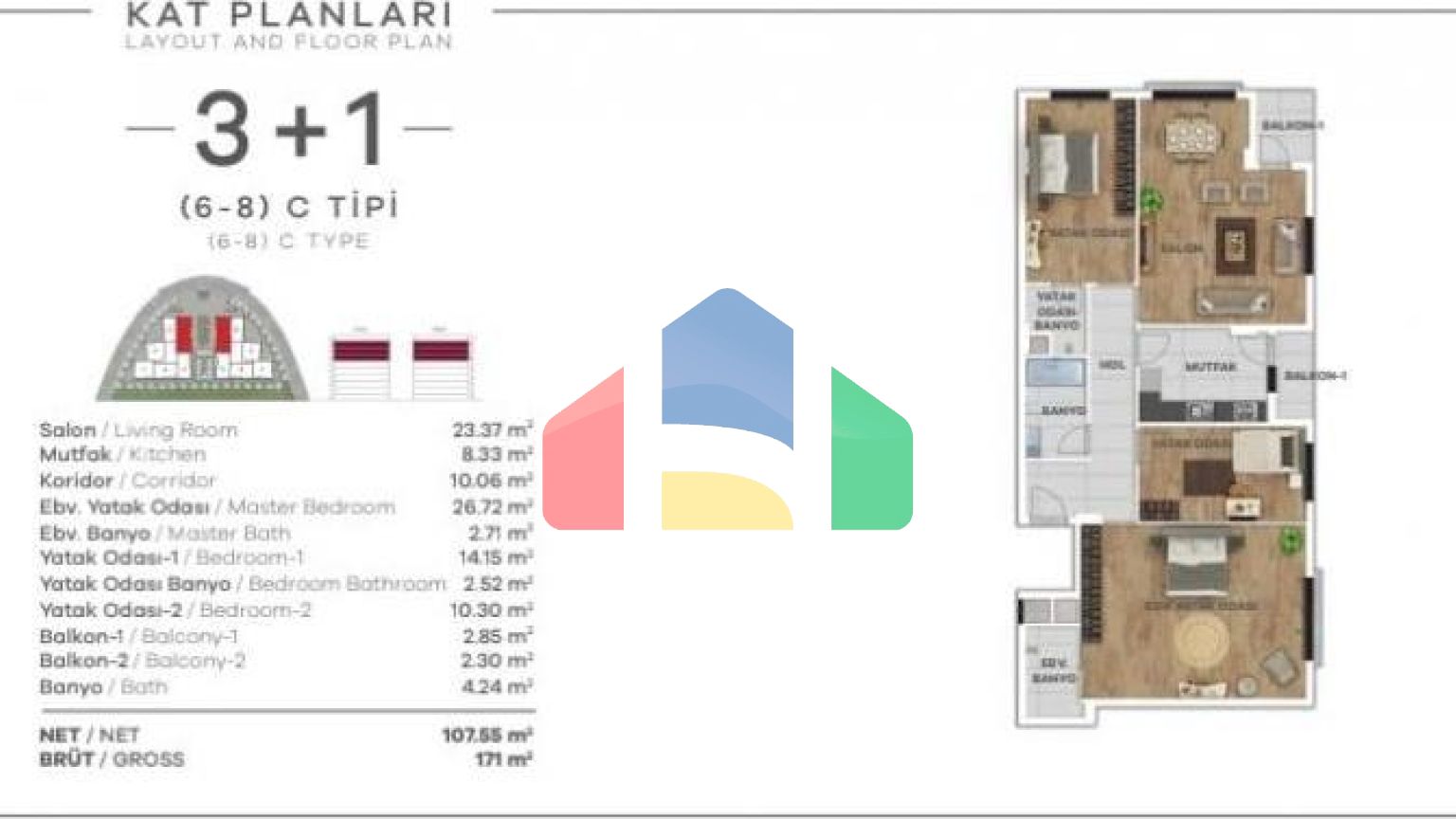 Квартира 1+1 в Стамбуле
