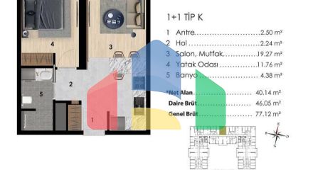 Квартира 2+1 с видом на море в Стамбуле