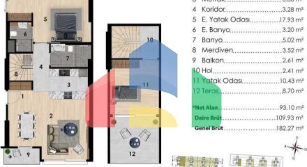 Квартира 2+1 с видом на море в Стамбуле