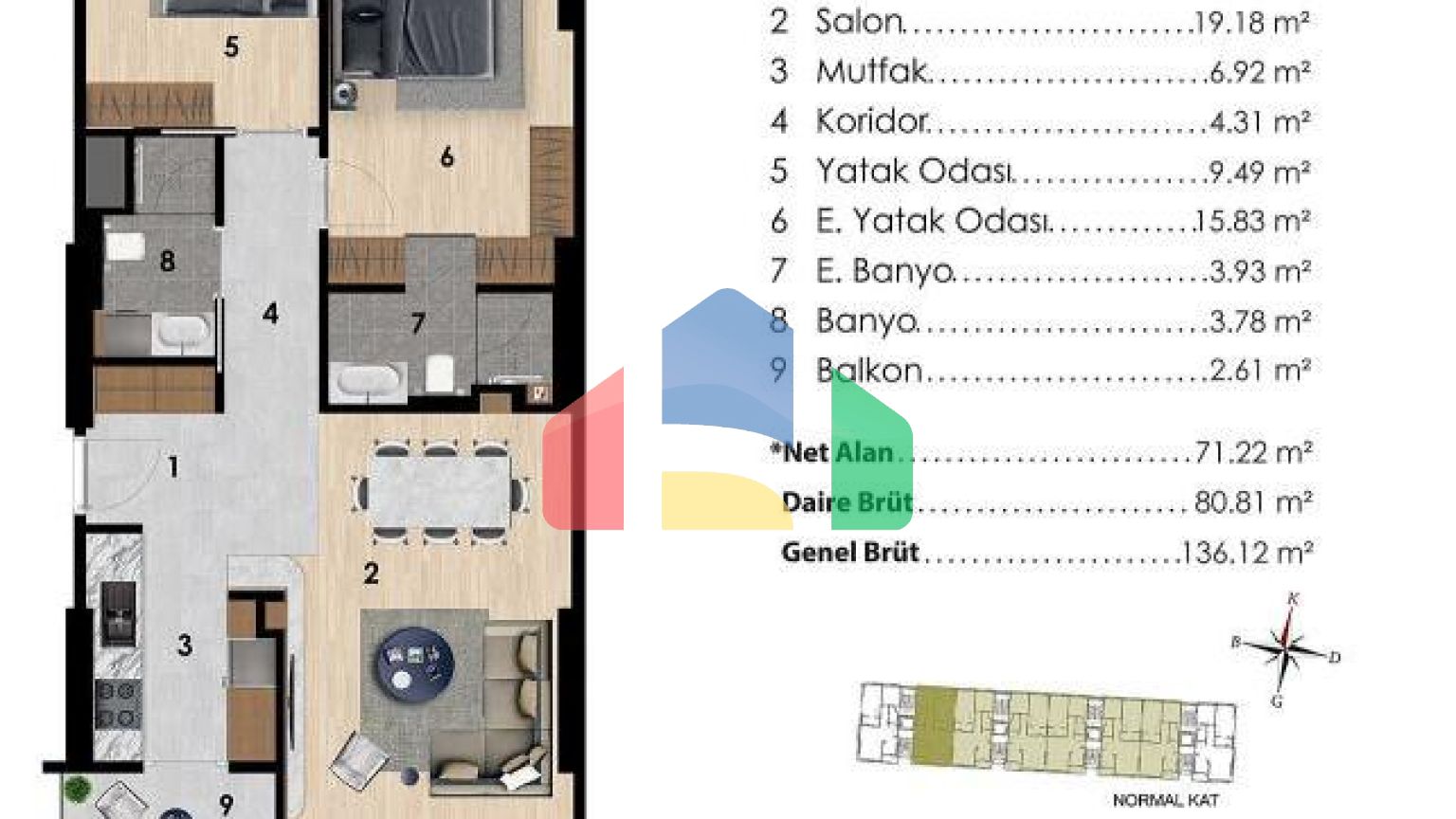 Квартира 2+1 с видом на море в Стамбуле