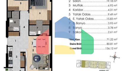 Квартира 2+1 с видом на море в Стамбуле