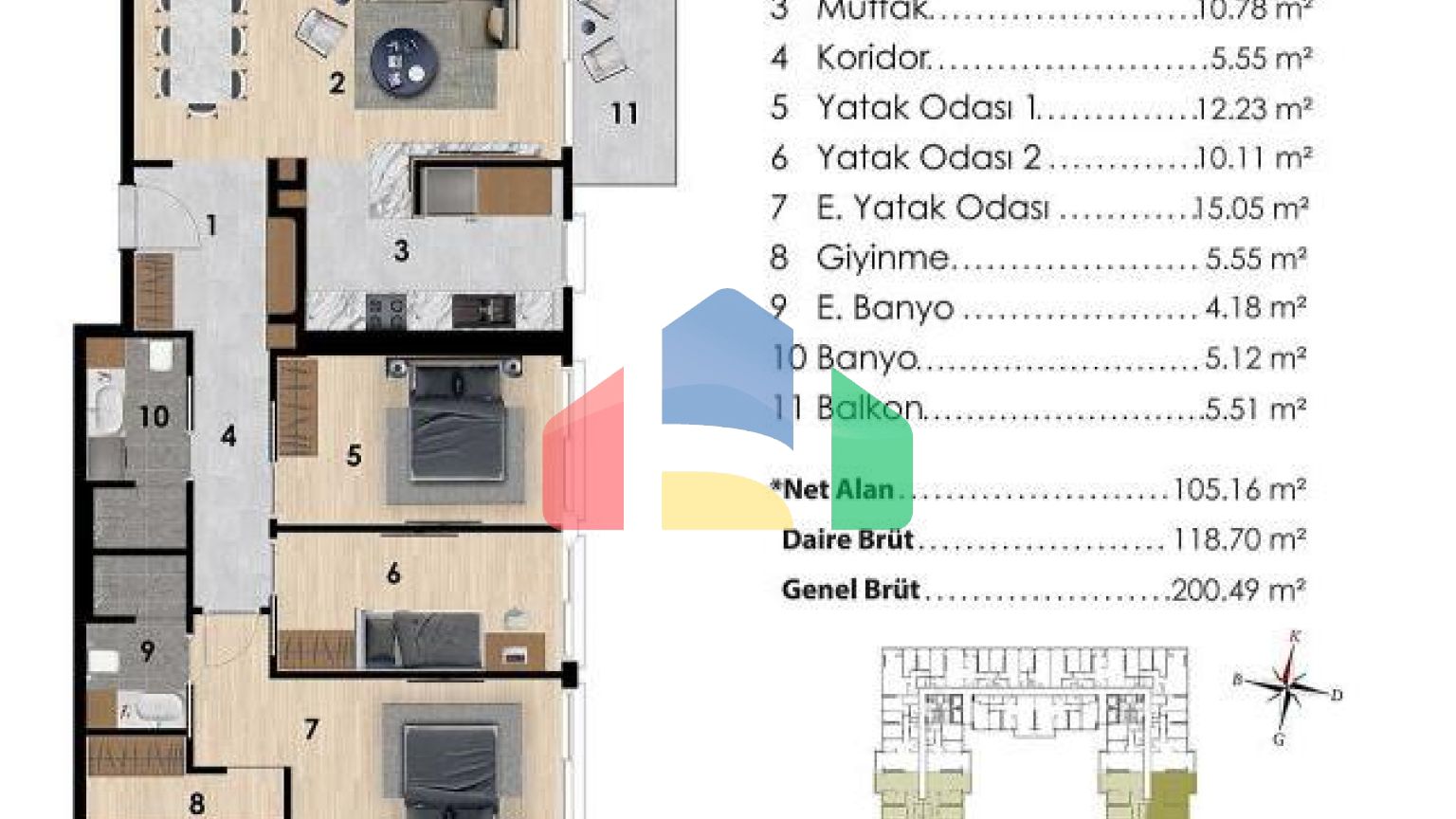 Квартира 2+1 с видом на море в Стамбуле