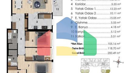 Квартира 2+1 с видом на море в Стамбуле