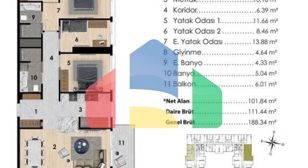 Квартира 2+1 с видом на море в Стамбуле