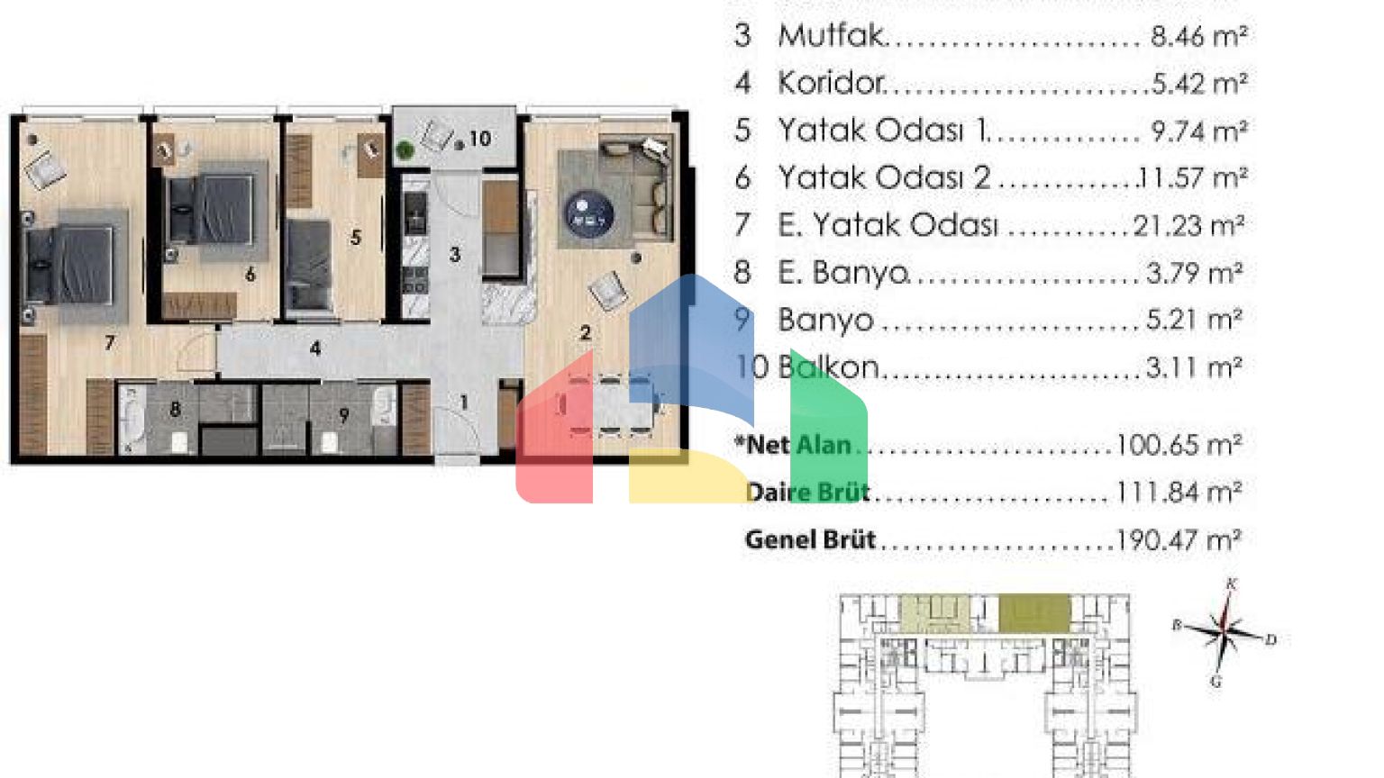 Квартира 2+1 с видом на море в Стамбуле