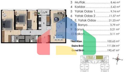 Квартира 2+1 с видом на море в Стамбуле