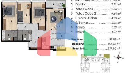 Квартира 2+1 с видом на море в Стамбуле