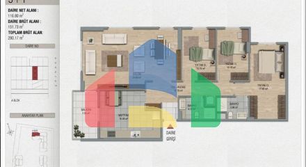 Квартира 2+1 с видом на море в Стамбуле
