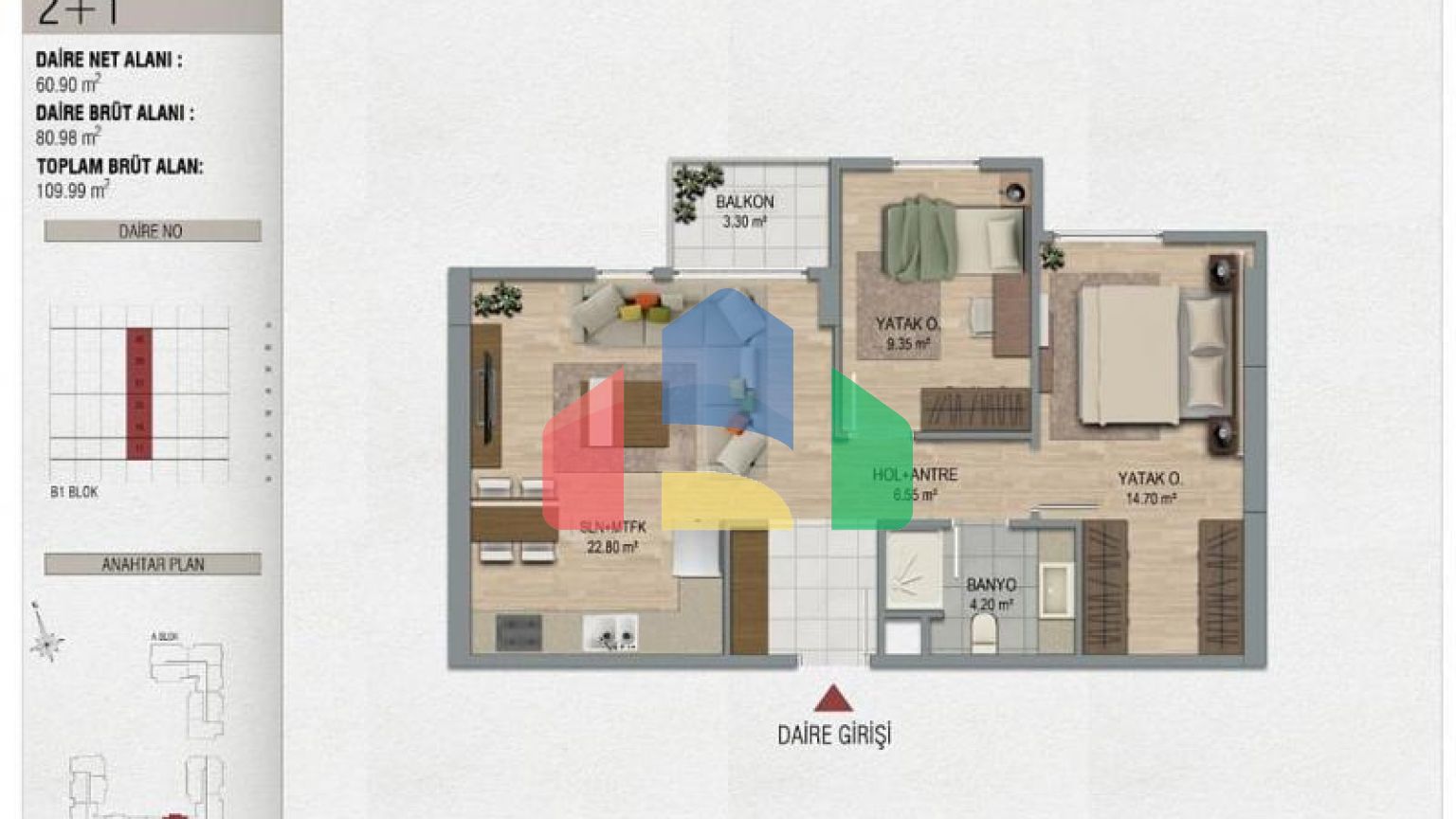 Квартира 2+1 с видом на море в Стамбуле