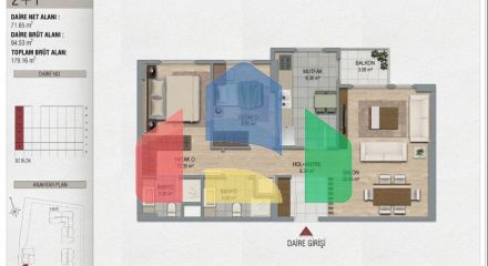 Квартира 2+1 с видом на море в Стамбуле