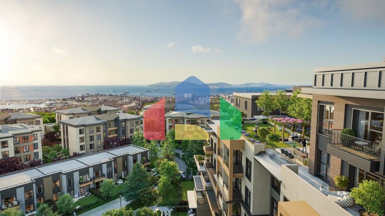 Квартира 3+1 с видом на море в Стамбуле