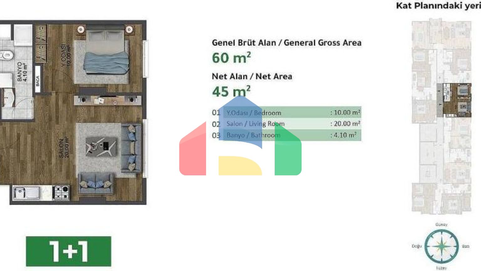Квартира 1+1 с видом на море в Стамбуле