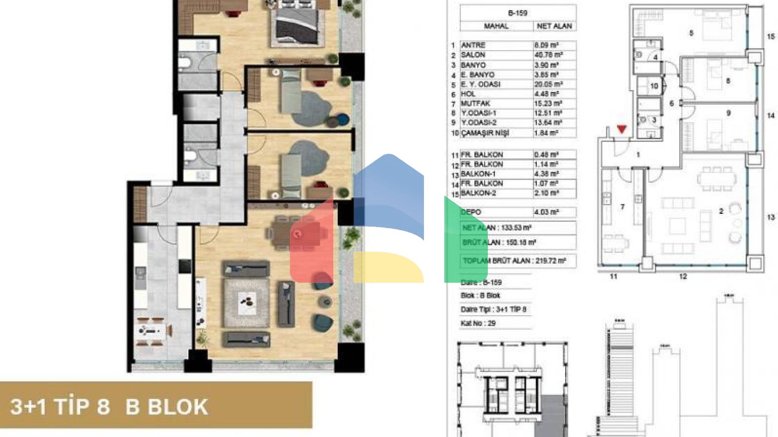 Квартира 1+1 с видом на море в Стамбуле