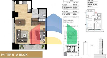Квартира 1+1 с видом на море в Стамбуле