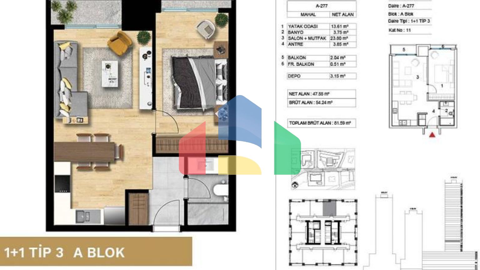 Квартира 1+1 с видом на море в Стамбуле