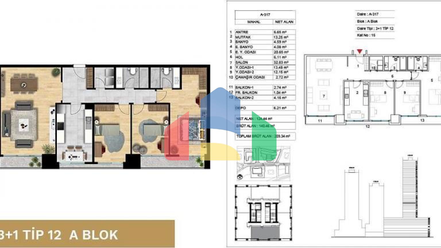 Квартира 4+1 с видом на море в Стамбуле