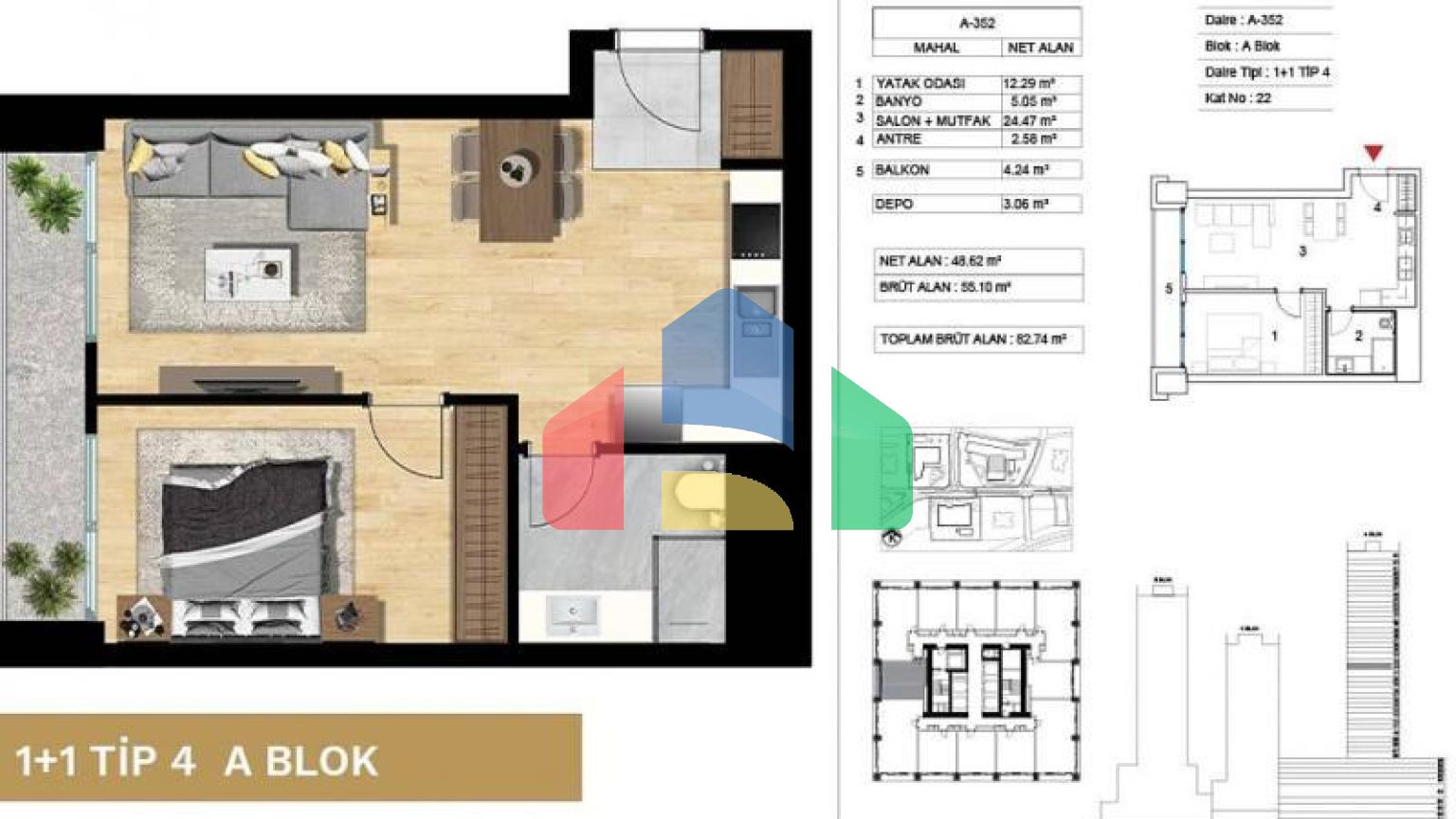 Квартира 3+1 с видом на море в Стамбуле