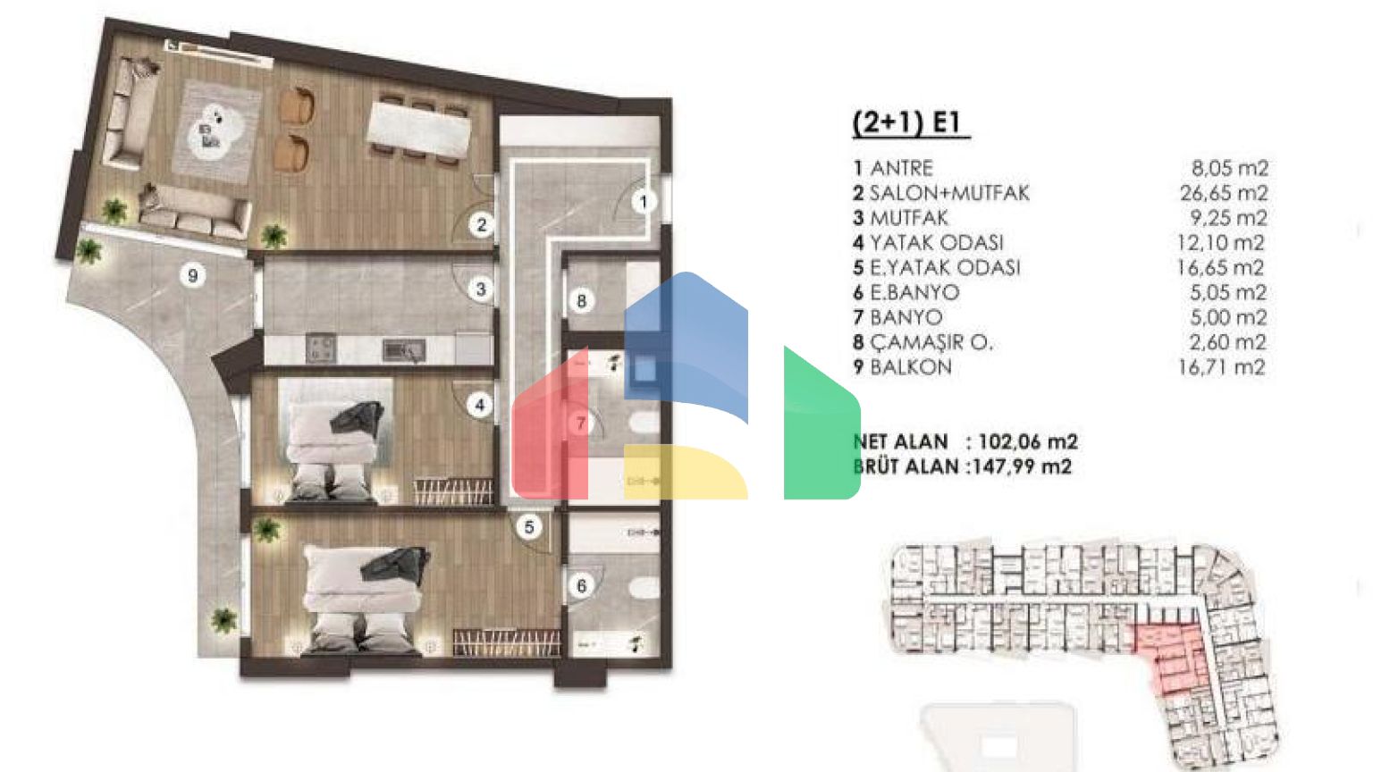 Квартира 1+1 в Стамбуле