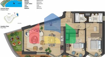 Квартира 2+1 с видом на море в Стамбуле