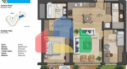 Квартира 2+1 с видом на море в Стамбуле