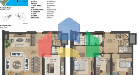 Квартира 2+1 с видом на море в Стамбуле